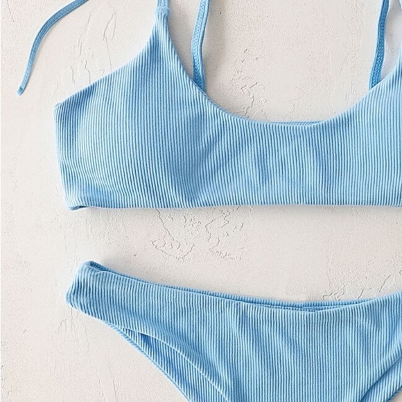 NWOT Light Blue Ribbed Bikini Set - Picture 7 of 9